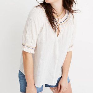 NEW Madewell Rainbow Smocked Peasant Top Boho XL